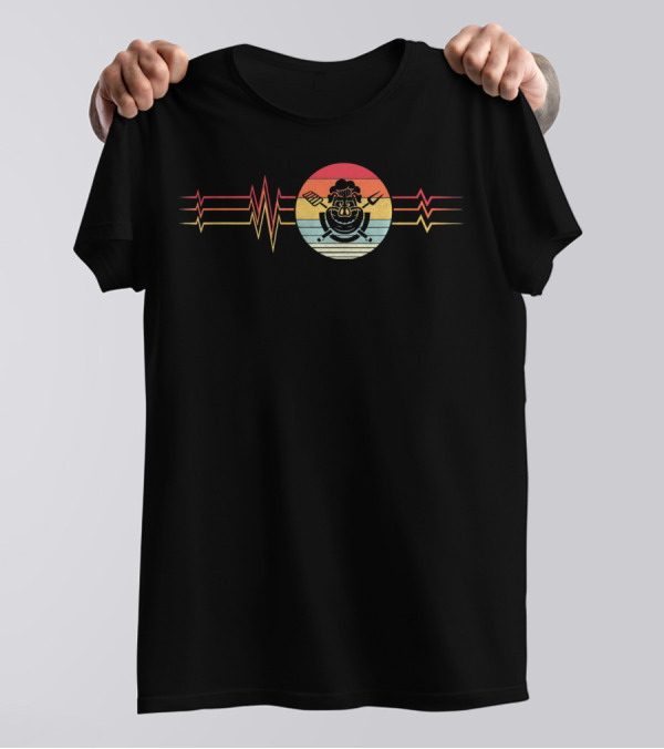 Retro Heartbeat Chef Lifeline Vintage Cooking T-Shirt