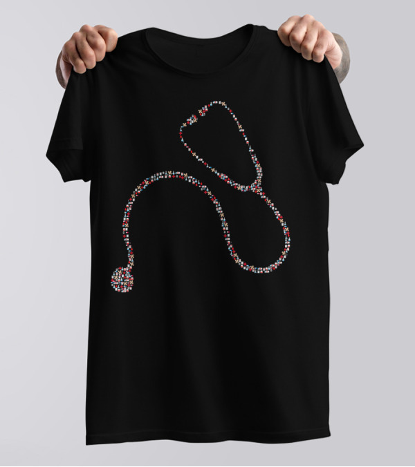 Stethoscope Pattern Medical Nurse Emergency Doctor T-Shirt
