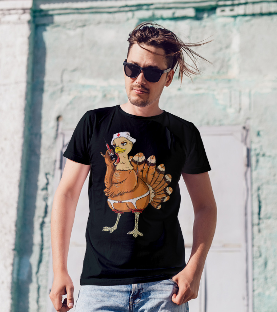 Thanksgiving Turkey Nurse Doctor Hospita Funny Costume T-Shirt