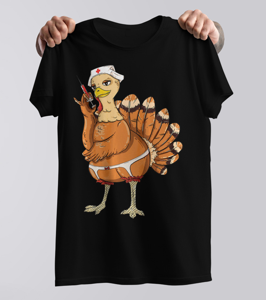 Thanksgiving Turkey Nurse Doctor Hospita Funny Costume T-Shirt