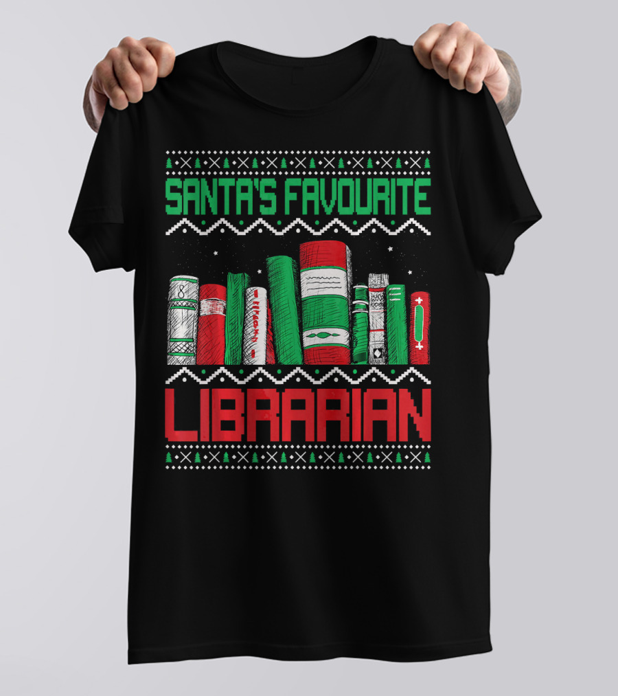 Santas Favourite Librarian Books Holiday T-Shirt
