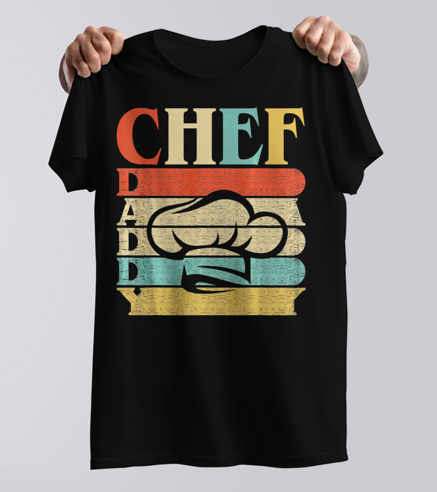 CHEF Daddy Retro Vintage Cooking Hat Stripes T-Shirt
