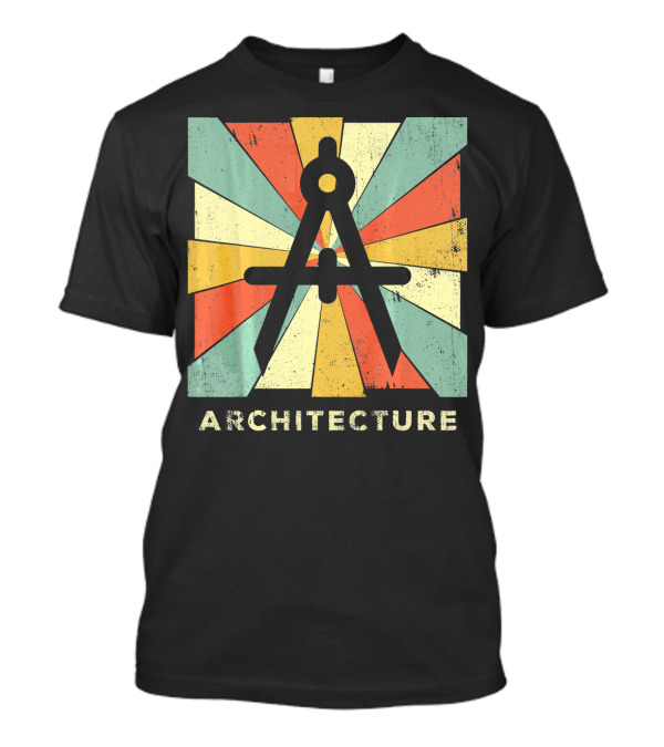 Vintage Architecture Compass With Retro Geometric Rays T-Shirt