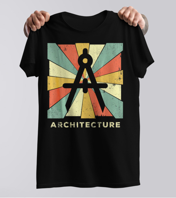 Vintage Architecture Compass With Retro Geometric Rays T-Shirt