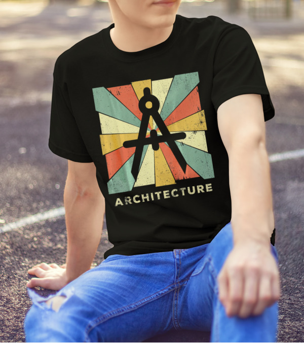 Vintage Architecture Compass With Retro Geometric Rays T-Shirt