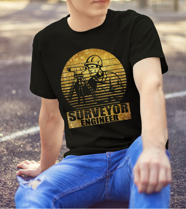 Surveyor Engineer In Gold Stripes T-Shirt