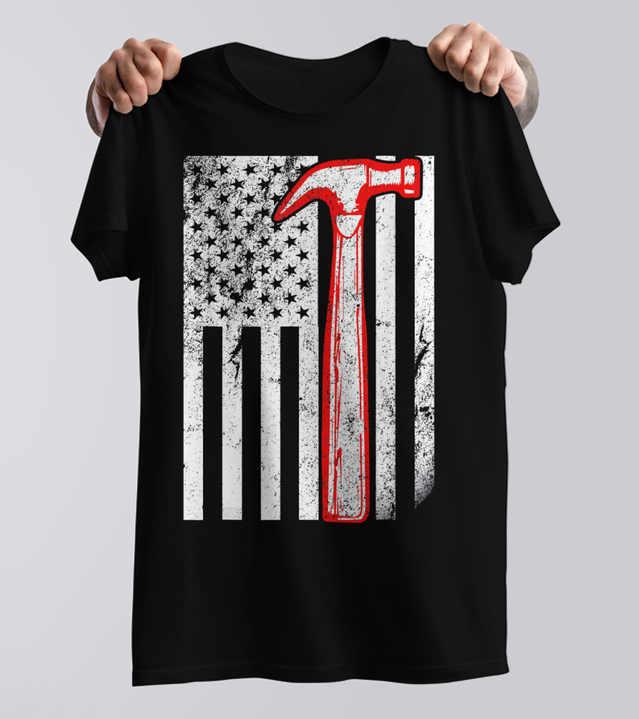 Vintage Carpenter American Flag Hammer USA T-Shirt