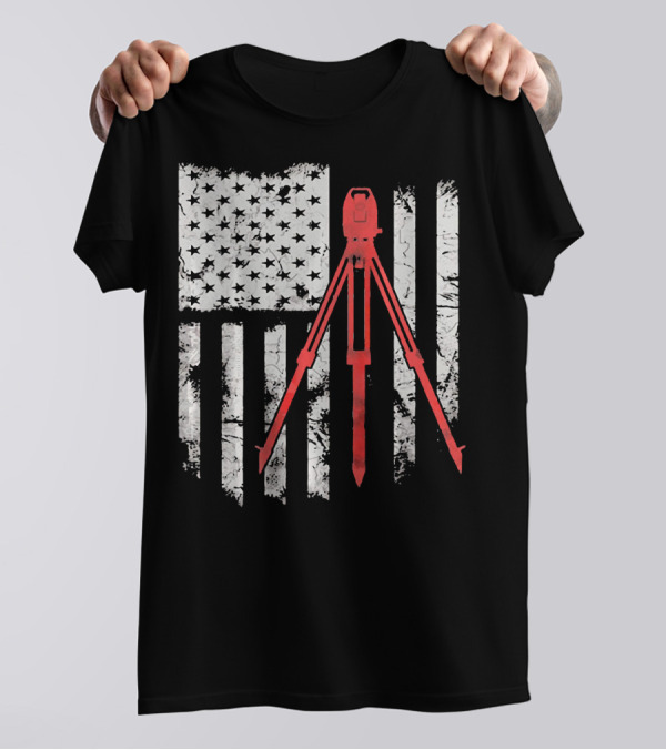 Vintage US Flag Surveyor Equipment T-Shirt