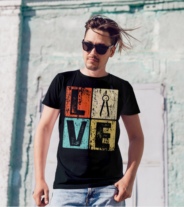 Vintage Love Architect Funny Vintage Architectur With Compass T-Shirt