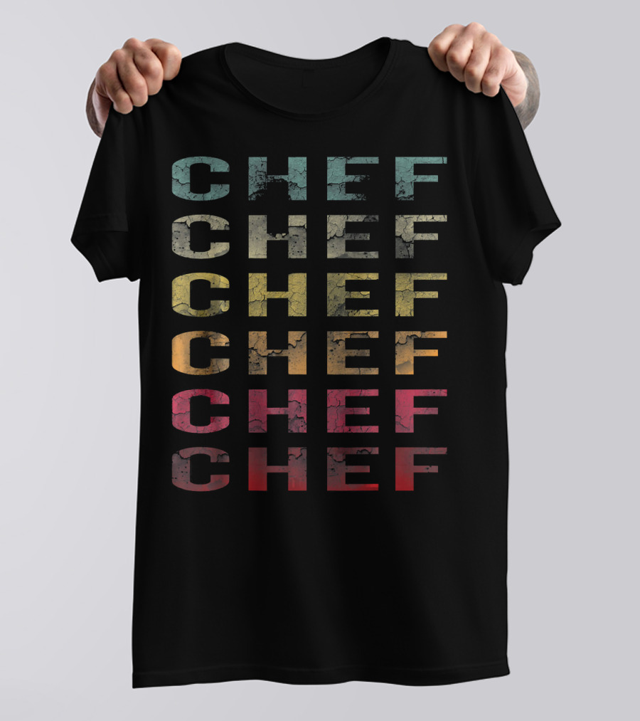 Vintage Word Retro Distressed Multicolor Chef T-Shirt