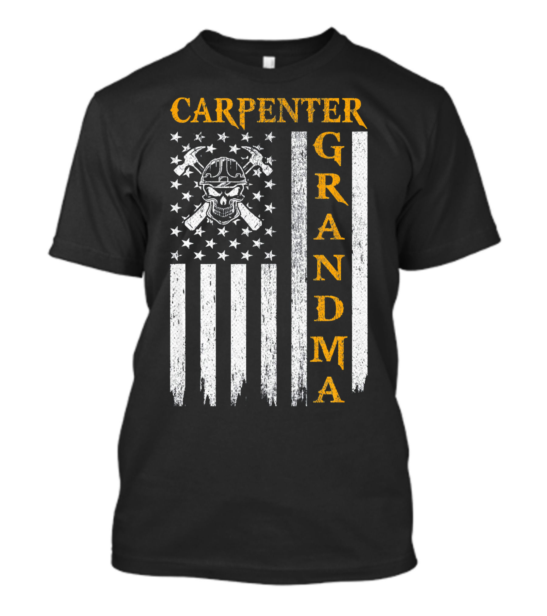 Carpenter Grandma Skull And Cross Hammers Vintage Flag T-Shirt