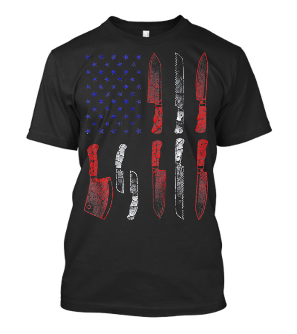 Vintage Knives American Flag Chef Knife Collection USA T-Shirt