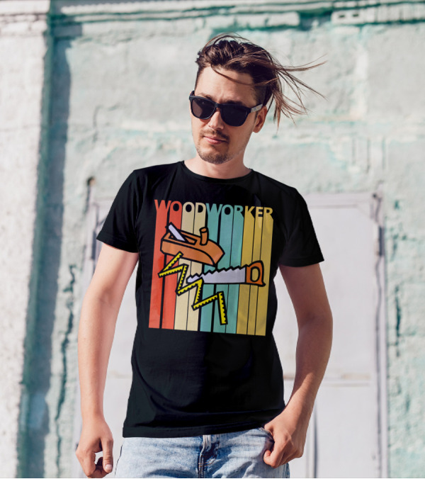 Woodworker Vintage Saw And Plane Retro Colors T-Shirt