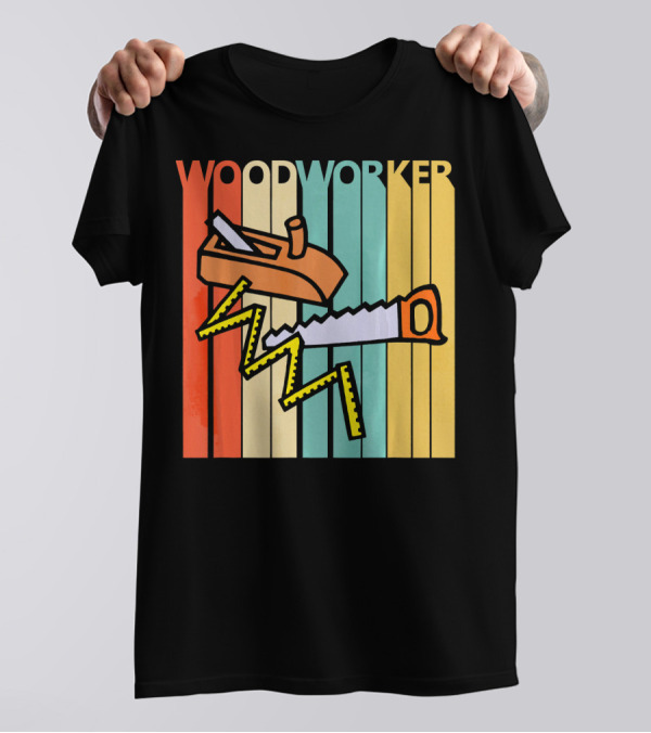 Woodworker Vintage Saw And Plane Retro Colors T-Shirt