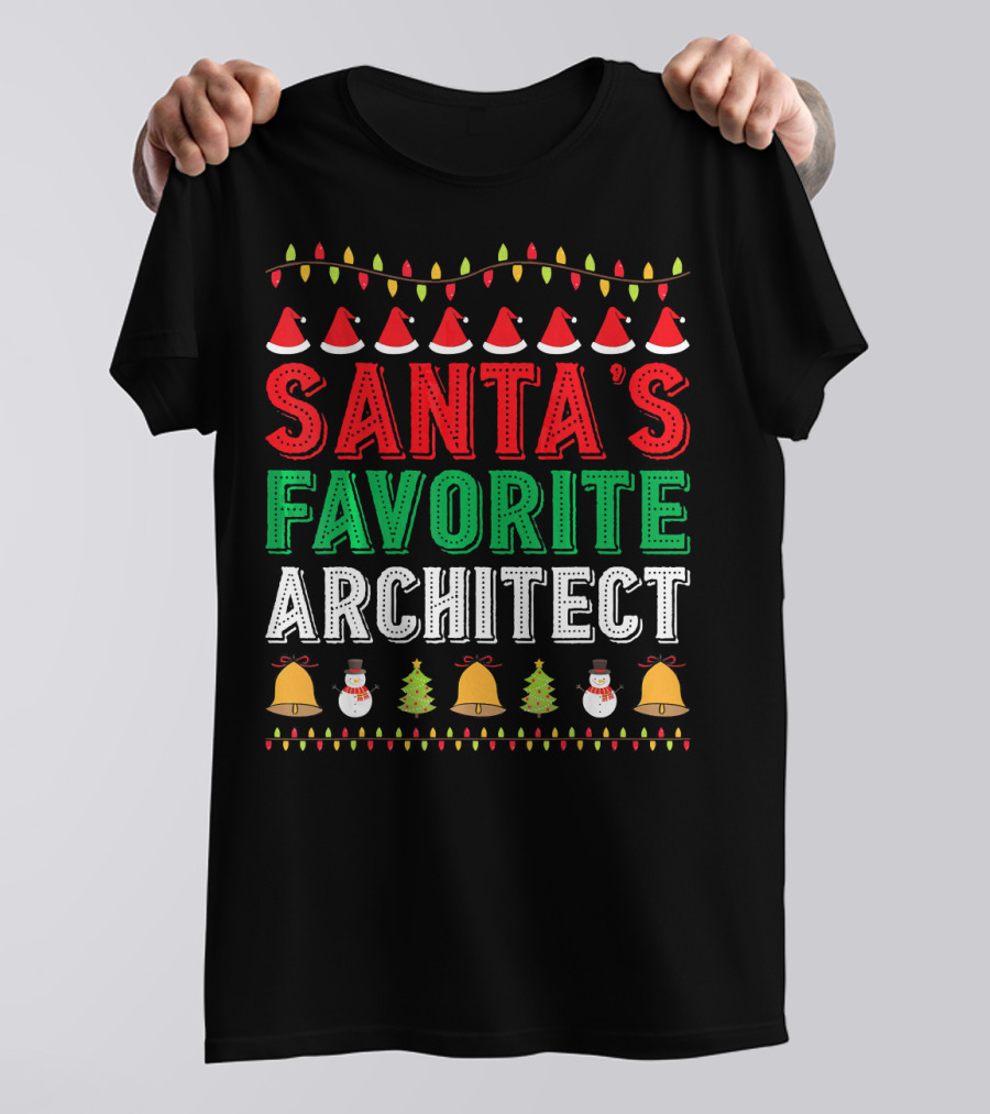 Santa's Favorite Architect Christmas Ornaments And Festive Holiday Hats T-Shirt