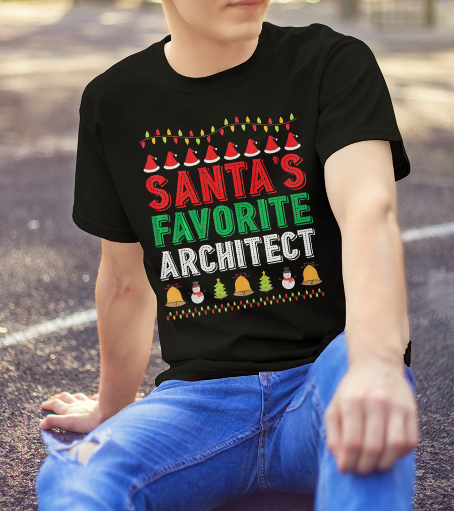 Santa's Favorite Architect Christmas Ornaments And Festive Holiday Hats T-Shirt