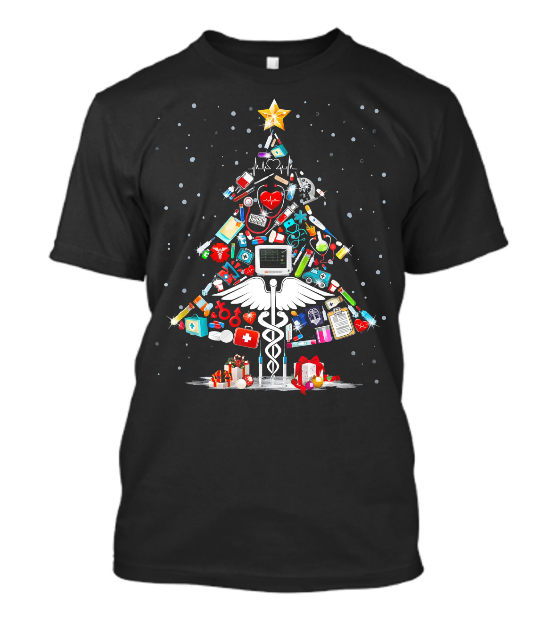 Medical Tool Christmas Tree With Star And Snowflakes T-Shirt