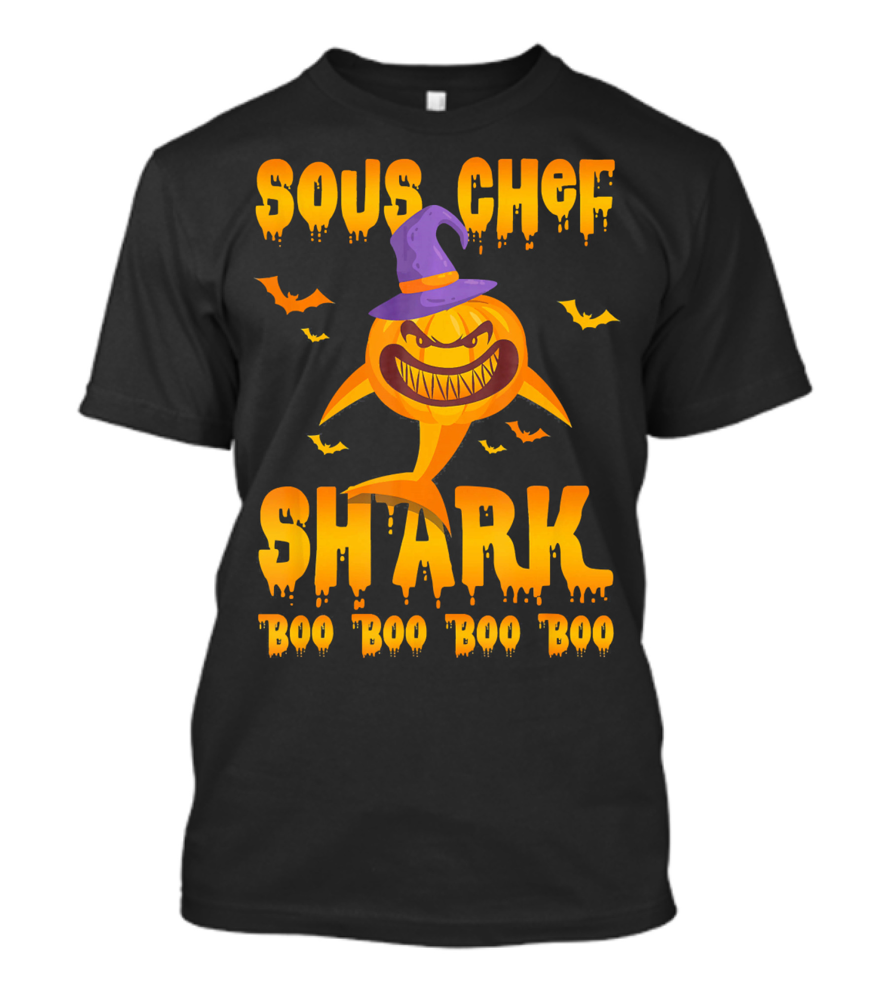 Sous Chef Shark Boo Boo Boo Boo Halloween Pumpkin Hat T-Shirt