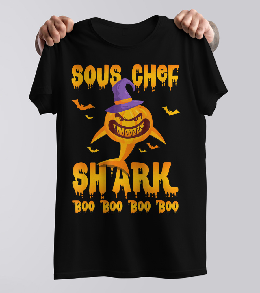 Sous Chef Shark Boo Boo Boo Boo Halloween Pumpkin Hat T-Shirt