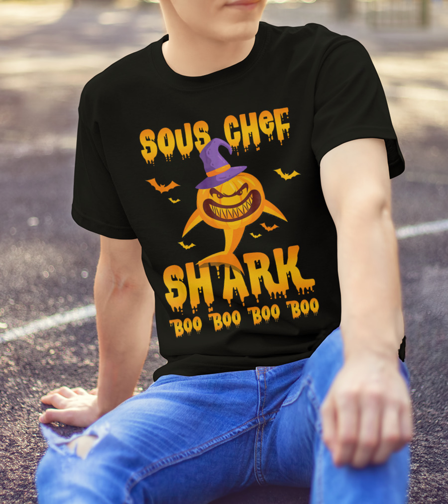 Sous Chef Shark Boo Boo Boo Boo Halloween Pumpkin Hat T-Shirt