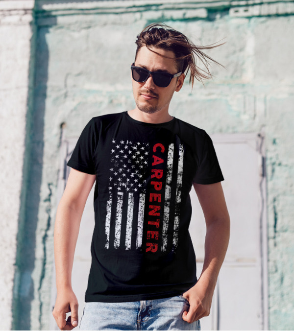 Carpenter USA Flag Vintage Woodworker T-Shirt
