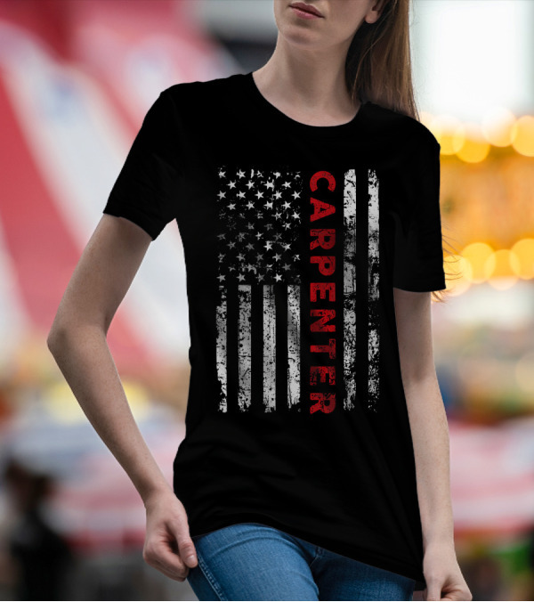 Carpenter USA Flag Vintage Woodworker T-Shirt