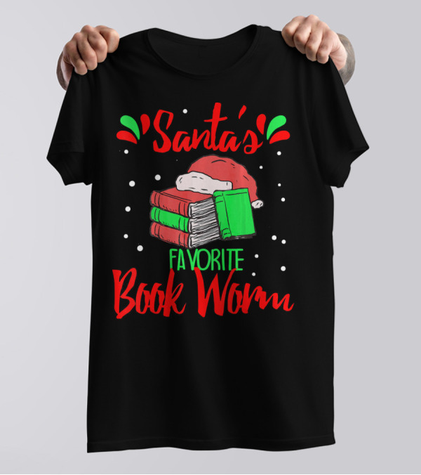 Santa's Favorite Book Worm Reader Nerd Christmas T-Shirt