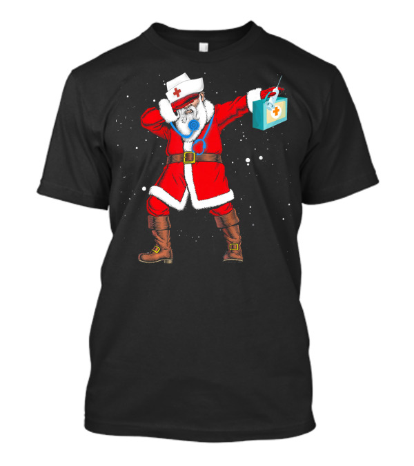 Santa Dabbing Nurse Doctor Medical Staff Christmas Stethoscope Doctor's Bag T-Shirt