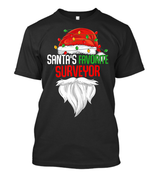 Santa's Favorite Surveyor Christmas Lights Beard T-Shirt