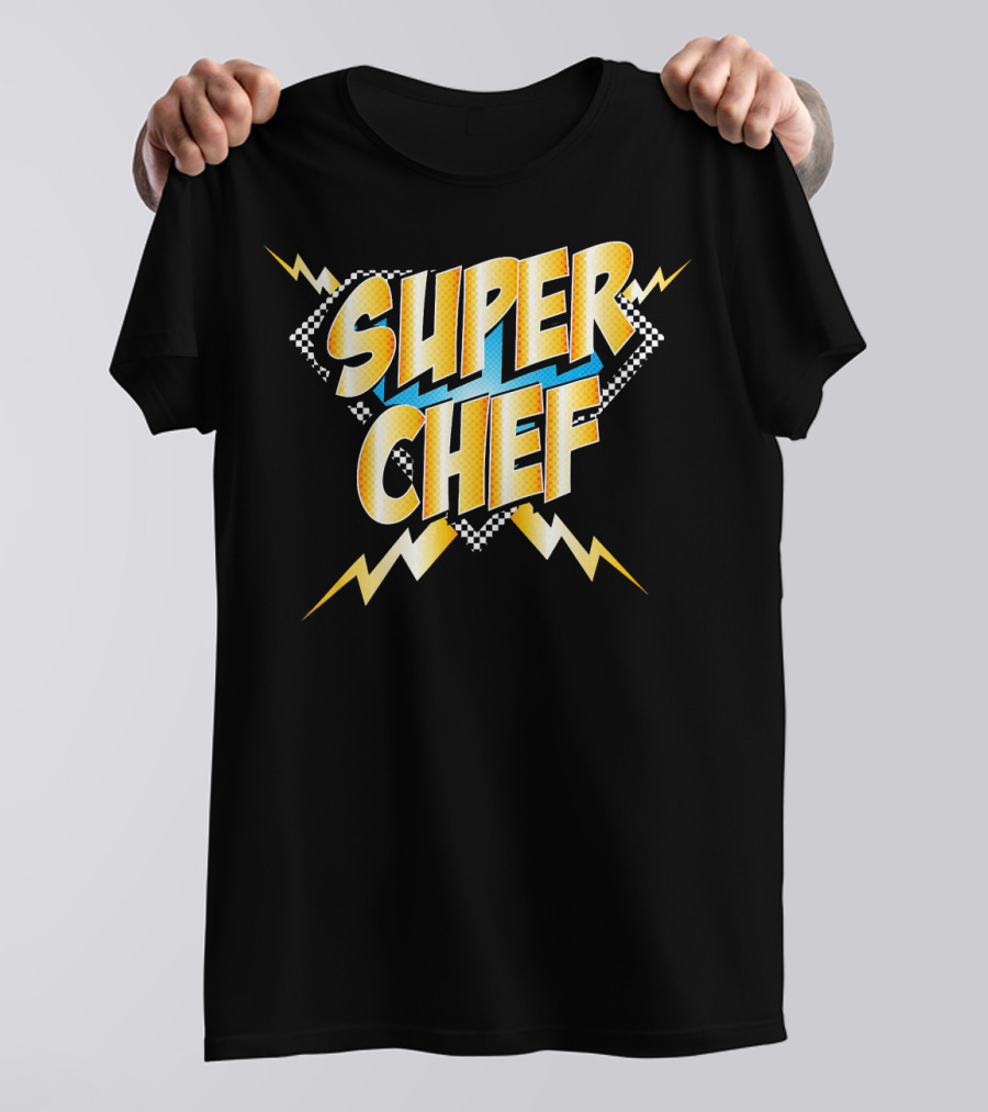 Super Chef Superhero Comic Book Style Bold Lightning T-Shirt