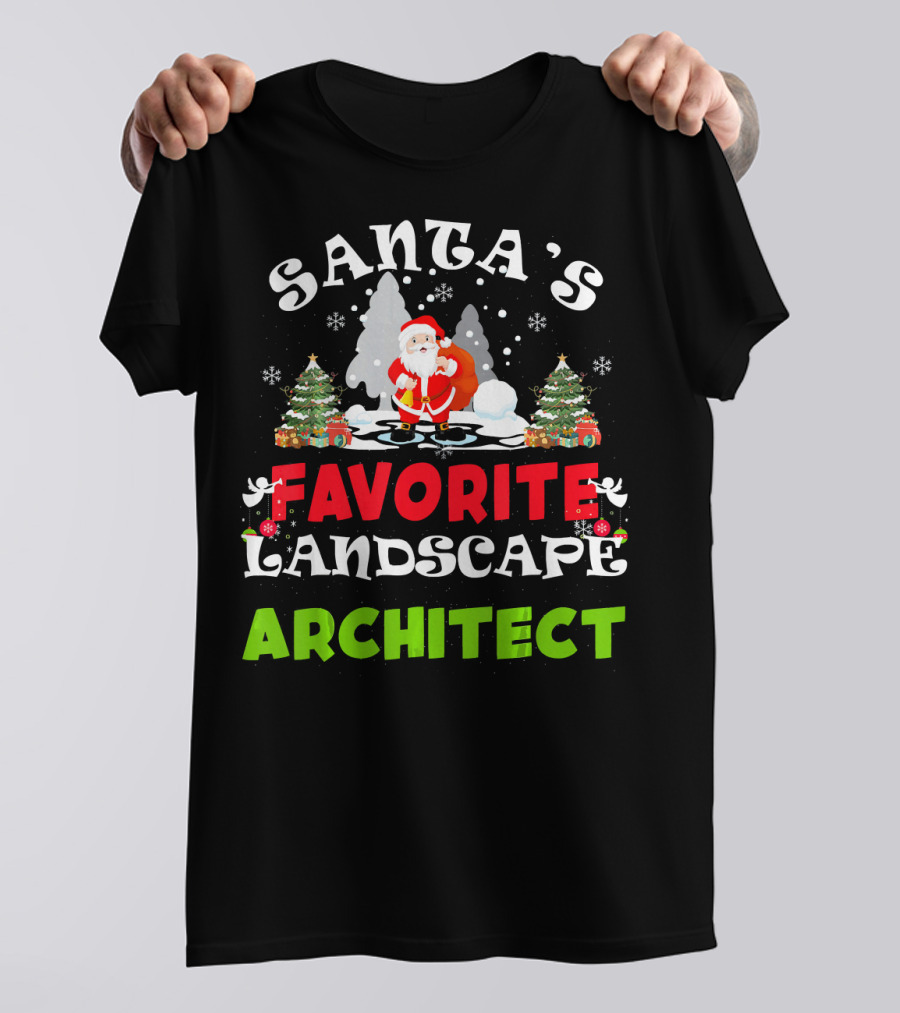 Santa's Favorite Landscape Architect Christmas Scene T-Shirt