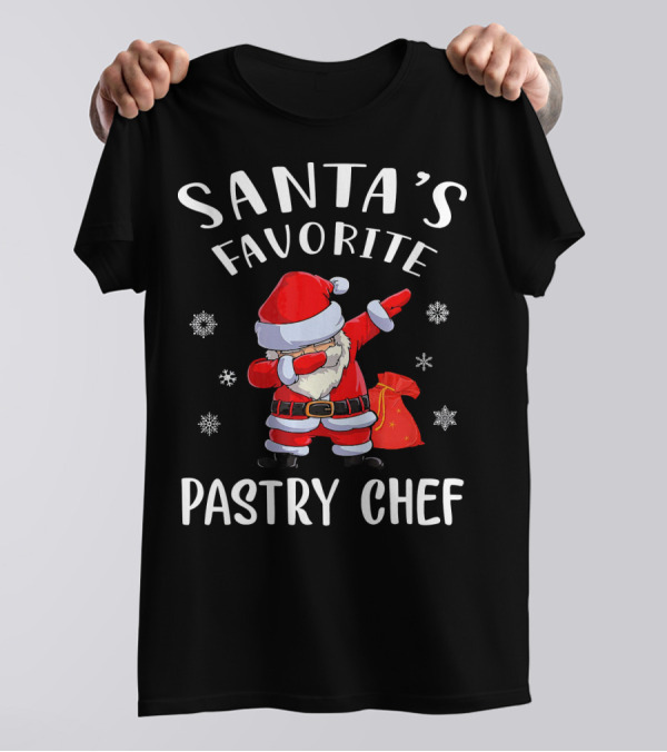 Santas Favorite Pastry Chef Dab Santa Claus Snowflakes T-Shirt