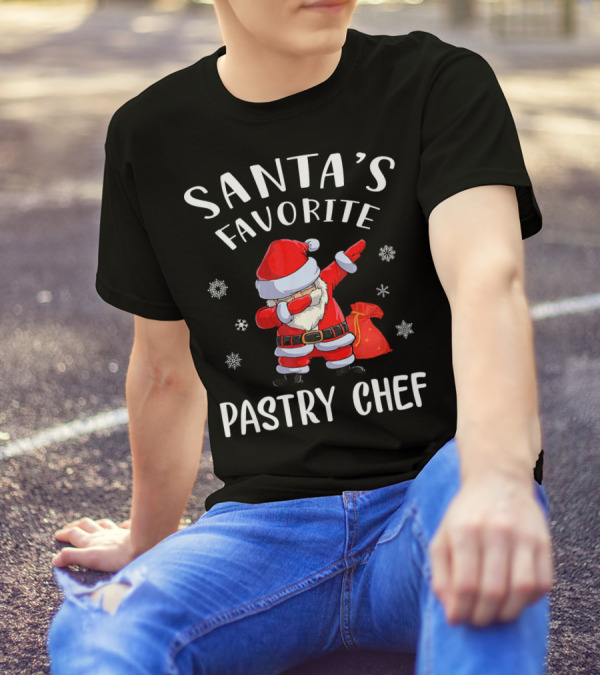 Santas Favorite Pastry Chef Dab Santa Claus Snowflakes T-Shirt