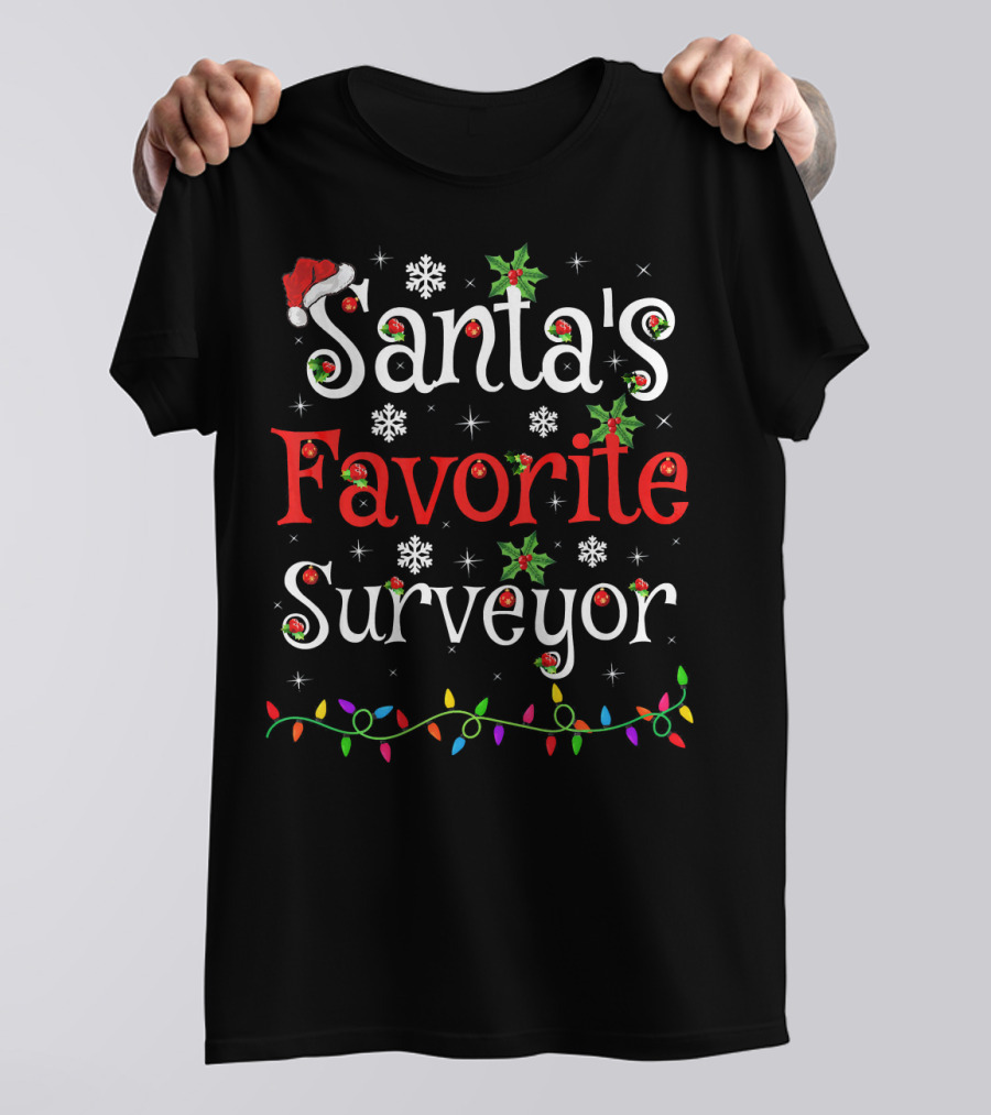 Santa's Favorite Surveyor Christmas Lights Snowflakes T-Shirt
