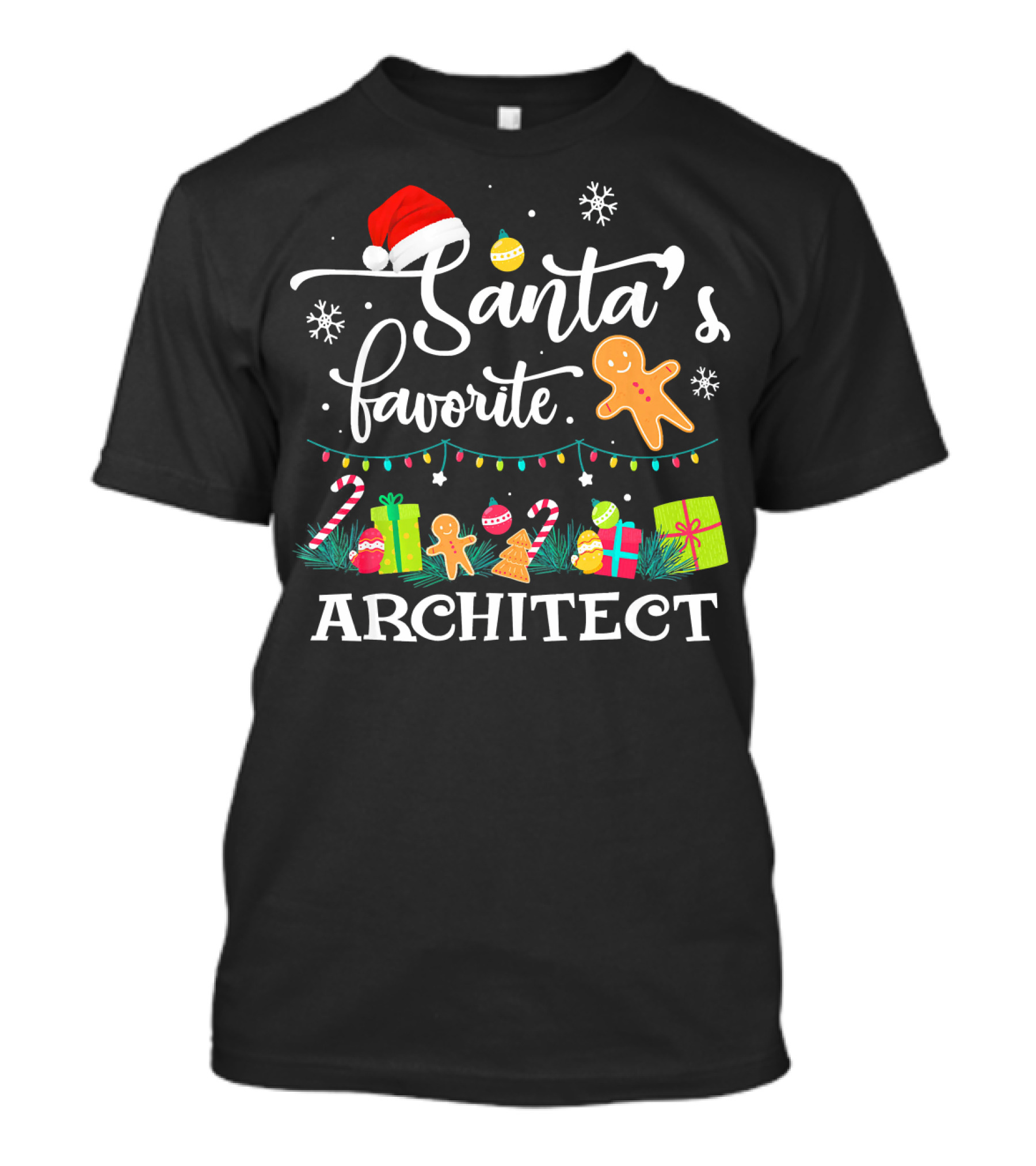 Santa's Favorite Architect Christmas Lights And Gifts T-Shirt