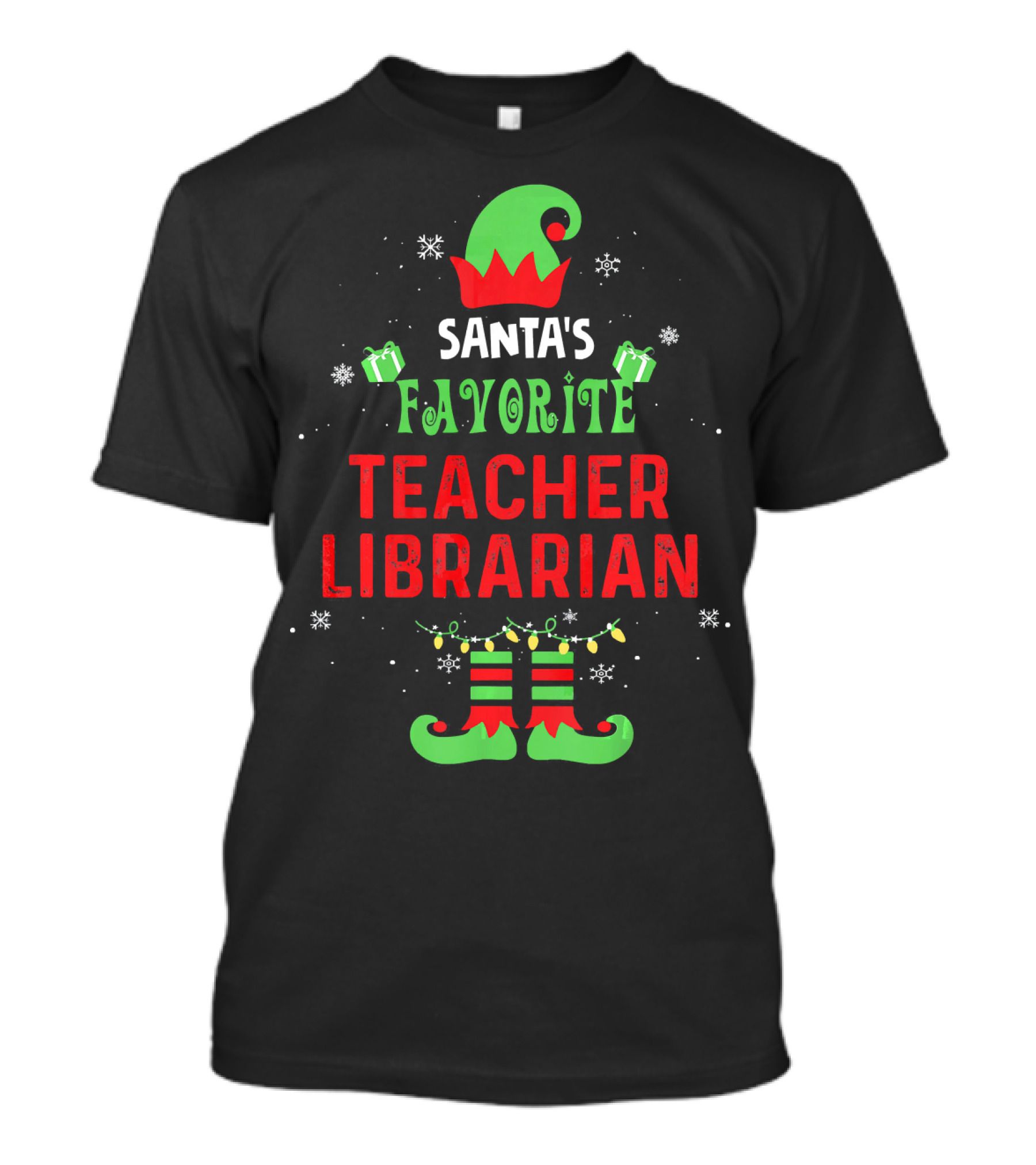 Santa's Favorite Teacher Librarian Christmas Elf Magic T-Shirt