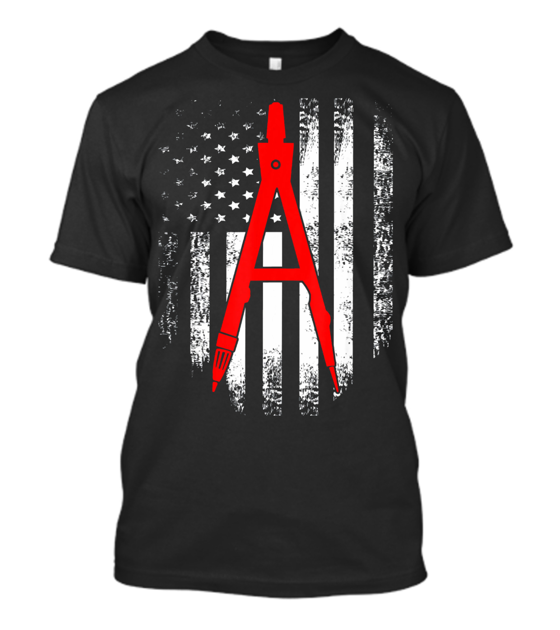 American USA Flag Red Compass Vintage T-Shirt