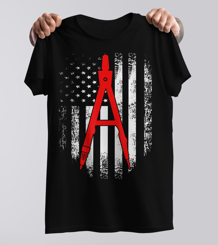 American USA Flag Red Compass Vintage T-Shirt