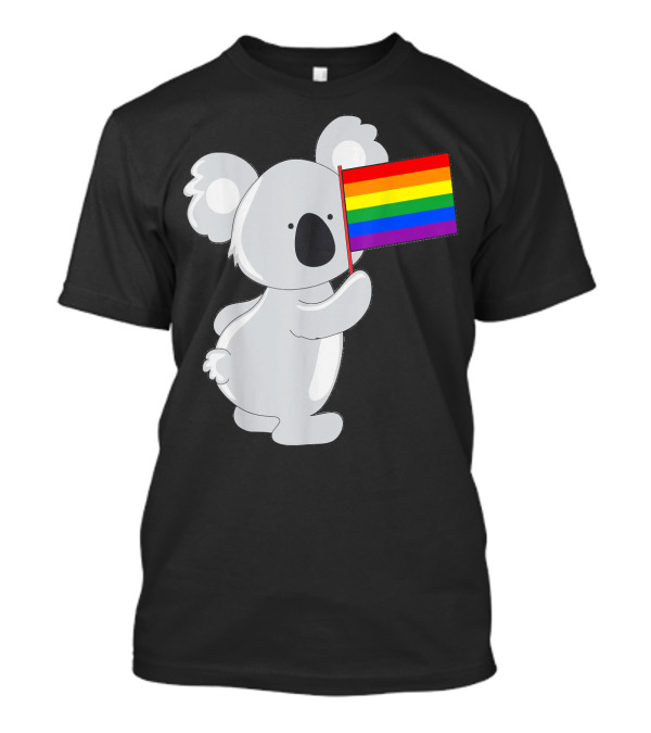 Koala Holding Pride Rainbow Flag T-Shirt