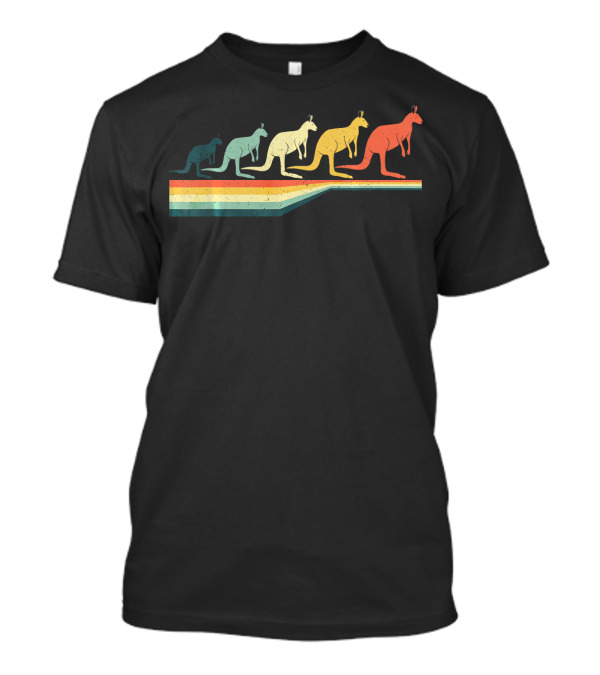 Kangaroo Retro Vintage Kangaroo Stripes Multicolor T-Shirt