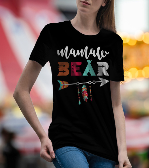 Mamaw Bear With Colorful Arrow And Feathers T-Shirt