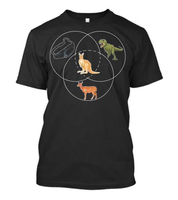Kangaroo Dinosaur Fanny Pack Deer Venn Diagram T-Shirt