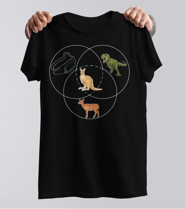 Kangaroo Dinosaur Fanny Pack Deer Venn Diagram T-Shirt