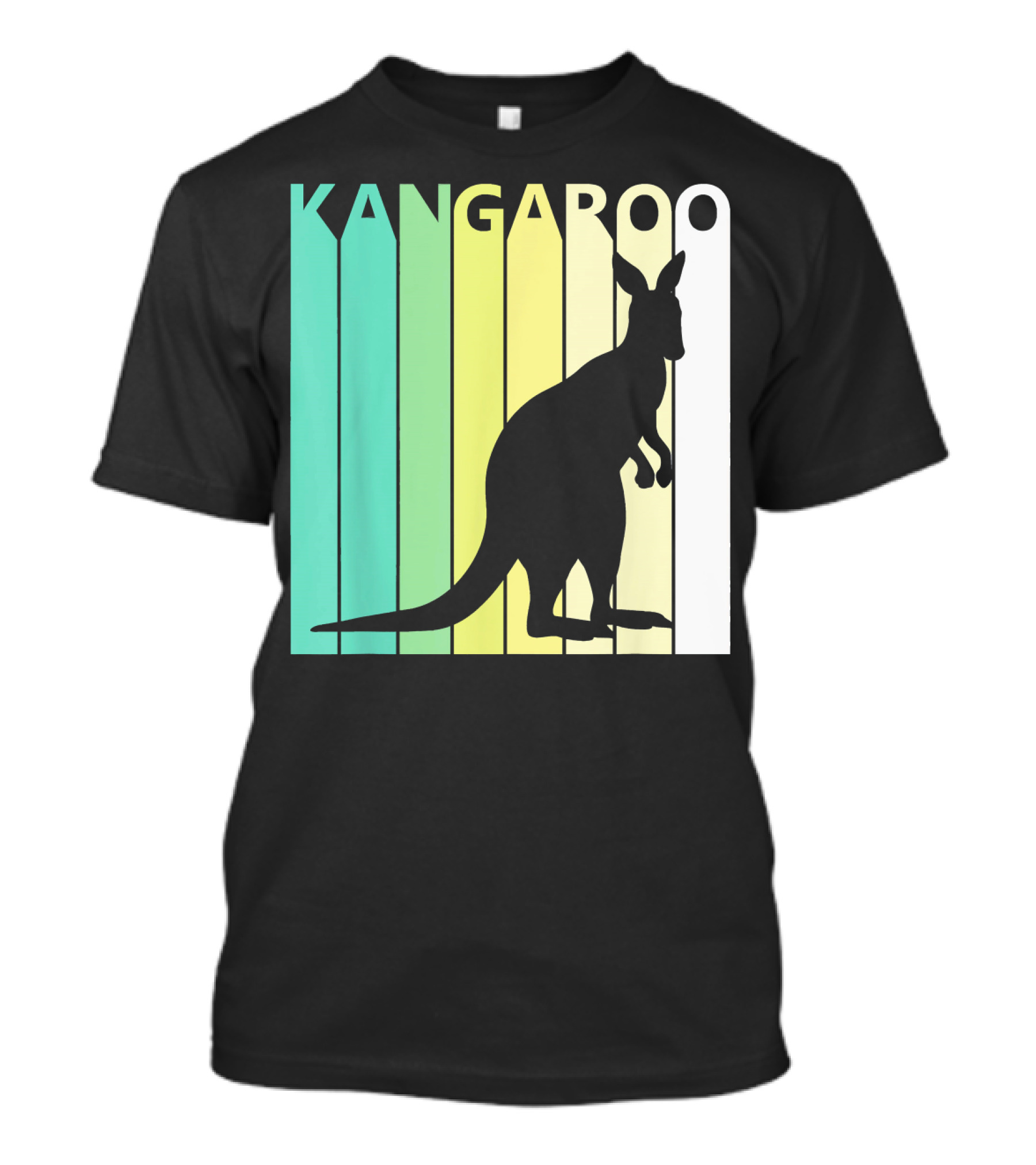 Kangaroo Silhouette Against Multicolor Stripes Animal Lover T-Shirt