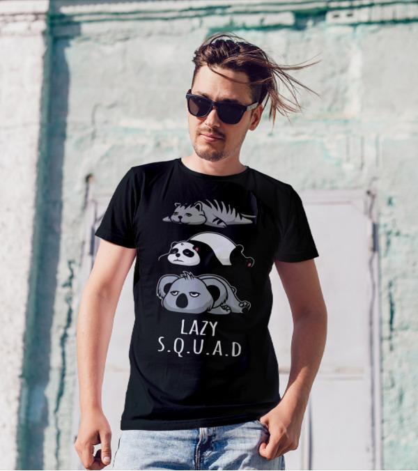 Lazy Squad Sleepy Cat Panda Koala Bear Lazy S.Q.U.A.D T-Shirt