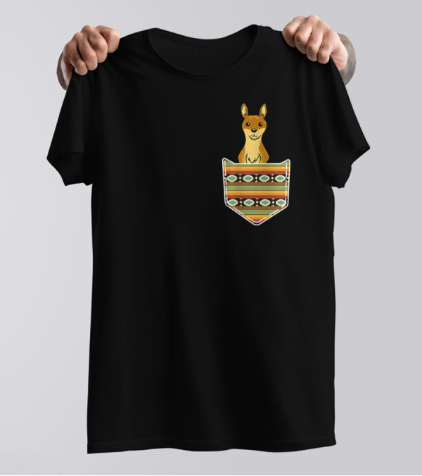 Kangaroo Pocket For Australian Kan With Colorful T-Shirt
