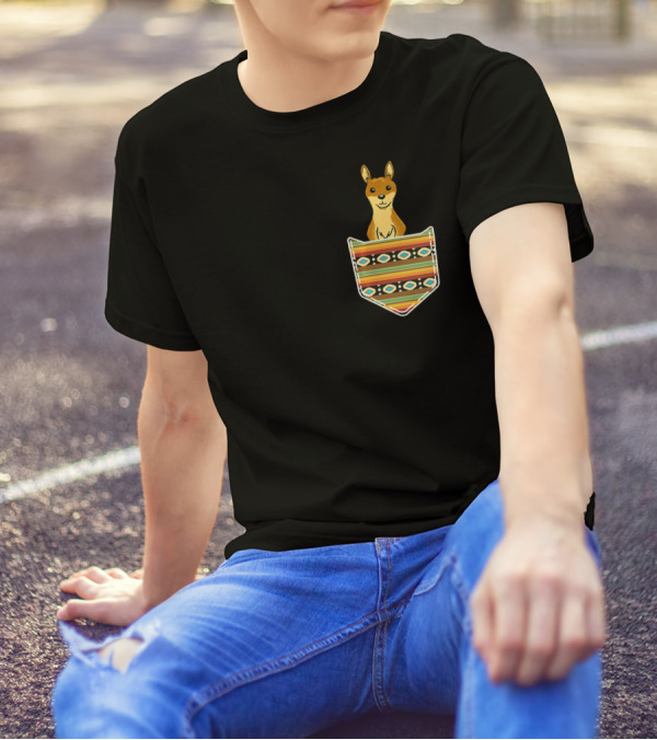Kangaroo Pocket For Australian Kan With Colorful T-Shirt