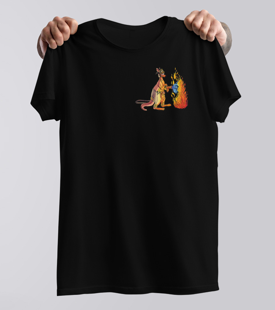 Kangaroo Firefighter Battling Flames With Courage And Determination T-Shirt