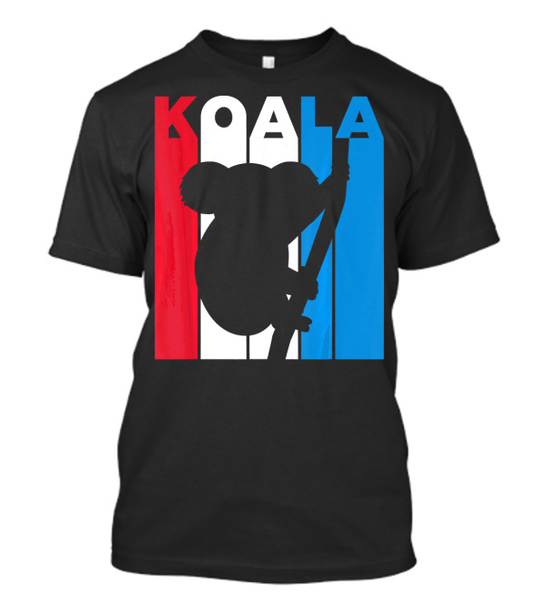 Koala Silhouette Against Red White Blue Stripes For Australia Lovers T-Shirt