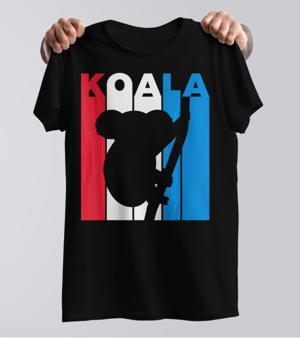 Koala Silhouette Against Red White Blue Stripes For Australia Lovers T-Shirt